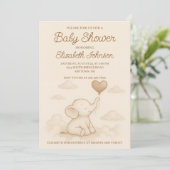 Sweet Elephant Baby shower Invitation Kaart (Staand voorkant)