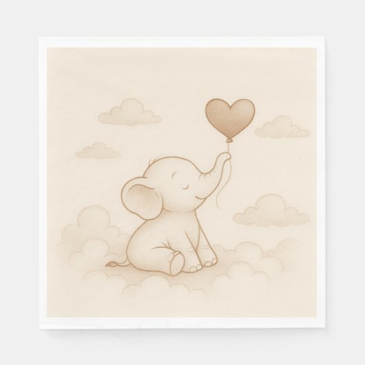 Sweet Elephant Baby shower Papieren servetten (Voorkant)