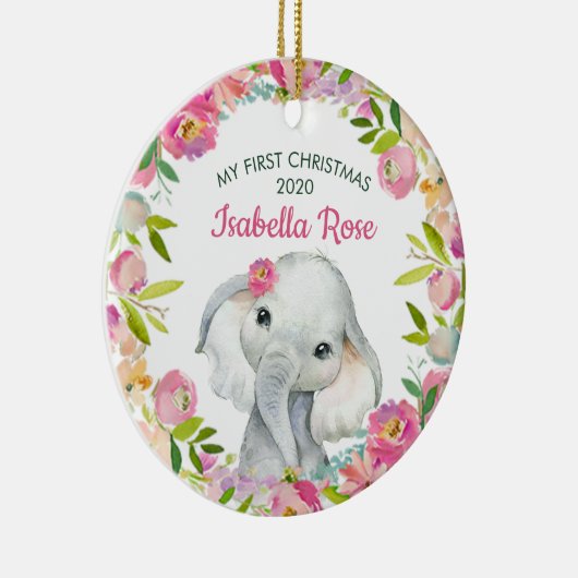 Sweet Elephant Baby's Eerste Kerstmis Ornament (Rechts)