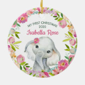 Sweet Elephant Baby's Eerste Kerstmis Ornament (Achterkant)