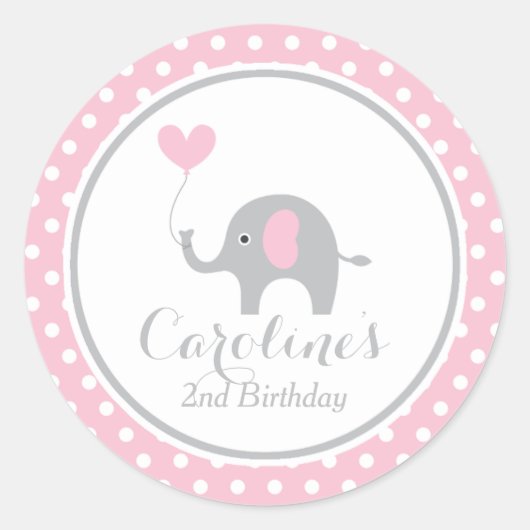Sweet Elephant Birthday Sticker (Voorkant)