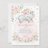 Sweet Elephant Blush Gold Baby shower per post Kaart (Voorkant)