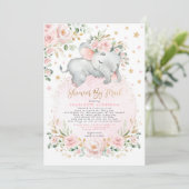 Sweet Elephant Blush Gold Baby shower per post Kaart (Staand voorkant)