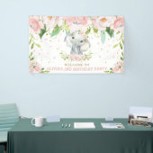 Sweet Elephant Blush Pink Floral Achtergrond Welko Spandoek (Beurs)