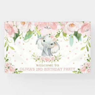 Sweet Elephant Blush Pink Floral Achtergrond Welko Spandoek
