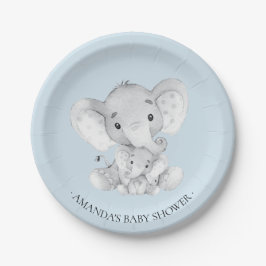 Sweet Elephant Boys Baby shower 7" Bord