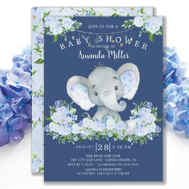 Sweet Elephant Boys Baby shower Invitation Kaart