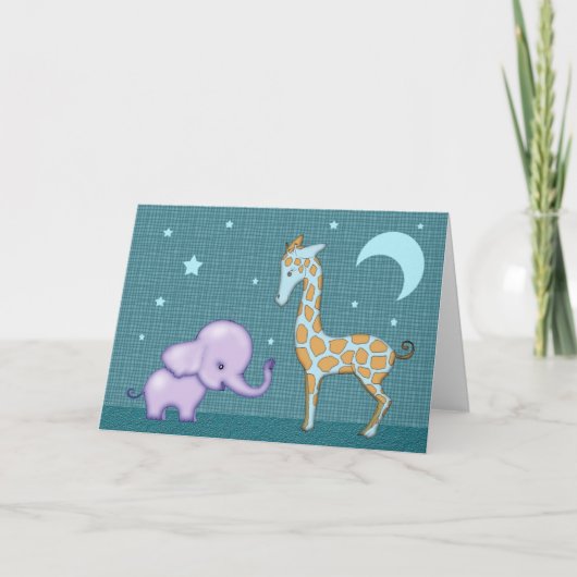 Sweet Elephant en Giraffe Wenskaart Kaart (Voorkant)