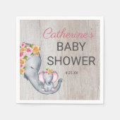 Sweet Elephant Floral Girl Rustic Baby shower Servet (Voorkant)