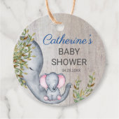 Sweet Elephant Floral Rustic Girl Baby shower Bedankjes Labels (Voorkant)