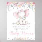 Sweet Elephant Girl Baby shower Welkom Poster (Voorkant)