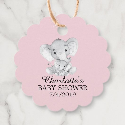 Sweet Elephant Girls Baby shower Favor Gift Label (Achterkant)