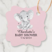 Sweet Elephant Girls Baby shower Favor Gift Label (Achterkant)