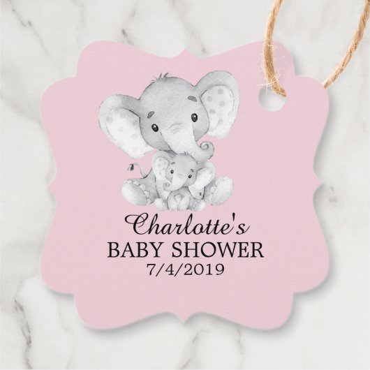 Sweet Elephant Girls Baby shower Favor Gift Label (Achterkant)
