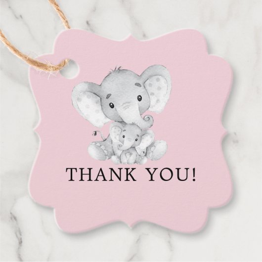Sweet Elephant Girls Baby shower Favor Gift Label (Voorkant)
