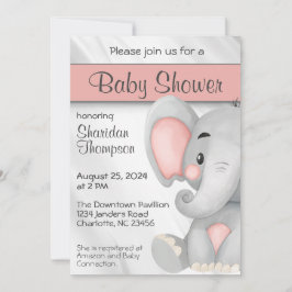Sweet Elephant Grey en Roze Baby shower Kaart