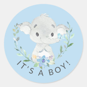 Sweet Elephant Het is een Boy Favor Sticker