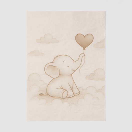 Sweet Elephant Love Ballon Decoupage Tissue Paper Tissuepapier (Voorkant)