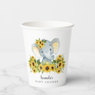 Sweet Elephant Neutral Baby shower Papieren Bekers