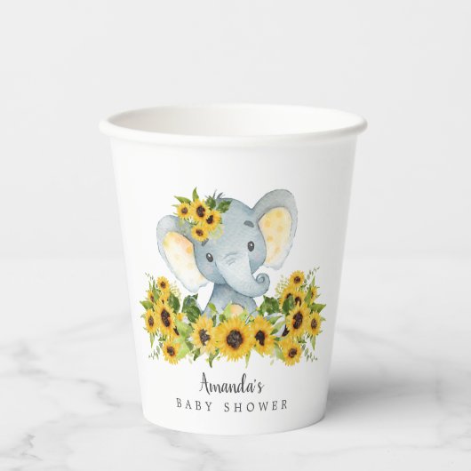 Sweet Elephant Neutral Baby shower Papieren Bekers (Voorkant)