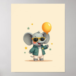 Sweet Elephant Safari Nursery Wall Art Poster