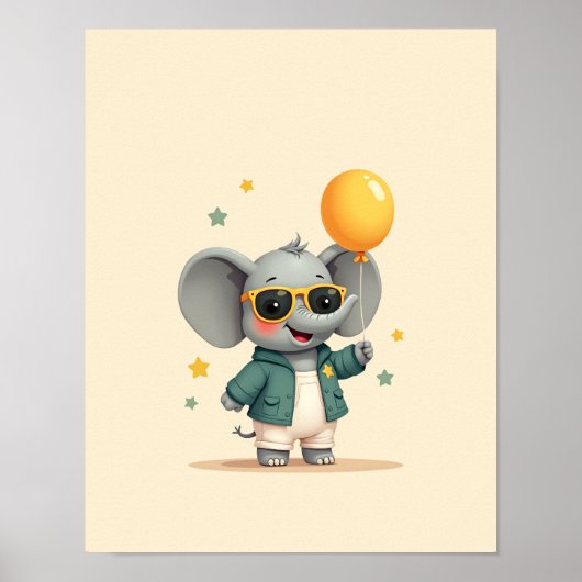 Sweet Elephant Safari Nursery Wall Art Poster (Voorkant)