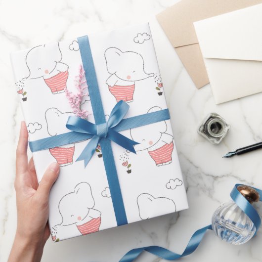 Sweet Elephant Seamless Pattern Design Cadeaupapier (Geschenken)
