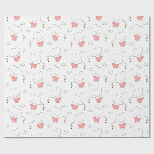 Sweet Elephant Seamless Pattern Design  Cadeaupapier (Vlak)