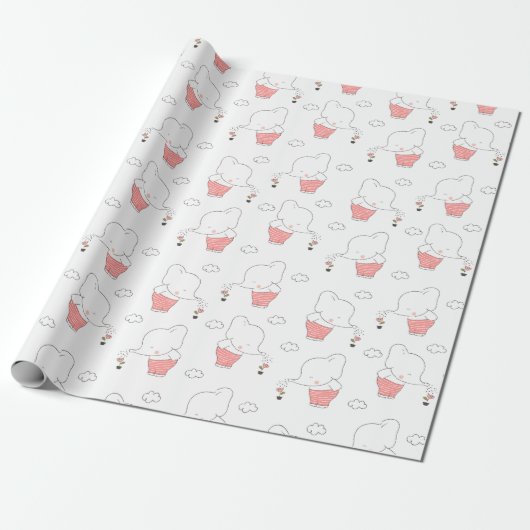 Sweet Elephant Seamless Pattern Design  Cadeaupapier (Uitgerold)