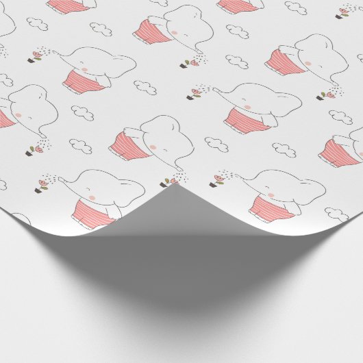 Sweet Elephant Seamless Pattern Design  Cadeaupapier (Hoek)