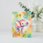 Sweet Elephant Waterverf Briefkaart (Staand voorkant)