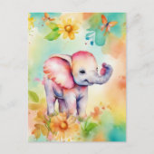 Sweet Elephant Waterverf Briefkaart (Voorkant)