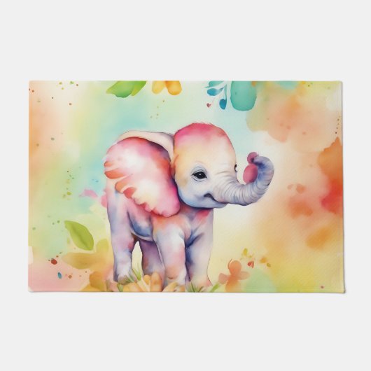 Sweet Elephant Waterverf Deurmat (Voorkant)