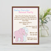 Sweet Elephants Baby Gender Rekalmeerpartij Kaart (Staand voorkant)