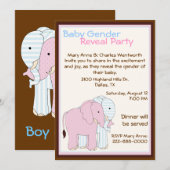Sweet Elephants Baby Gender Rekalmeerpartij Kaart (Voorkant / Achterkant)