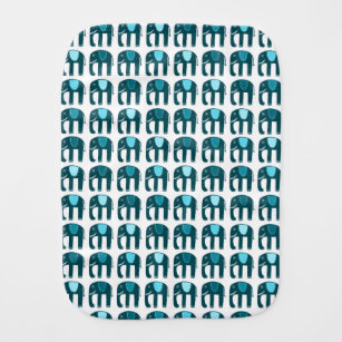 Sweet Elephants Pattern Blue Monddoekje