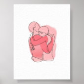 Sweet Embrace Couple Line Art - gepersonaliseerd c Poster (Voorkant)