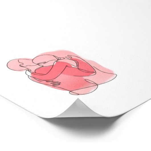 Sweet Embrace Couple Line Art - gepersonaliseerd c Poster (Hoek)