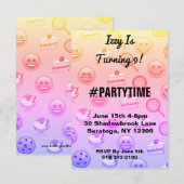 Sweet Emoji behandelt verjaardagsfeestuitnodiginge Kaart (Voorkant / Achterkant)