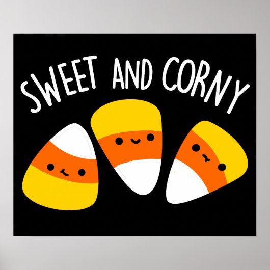 Sweet en Corny Funny Corn Kernels Pun Dark BG Poster (Voorkant)