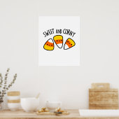 Sweet en Corny Funny Corn Kernels Pun Poster (Keuken)