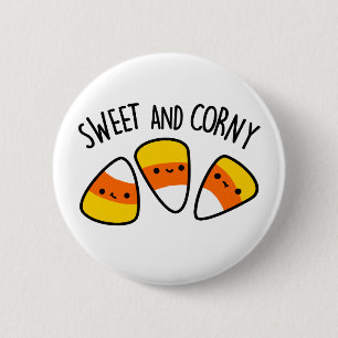 Sweet en Corny Funny Corn Kernels Pun Ronde Button 5,7 Cm