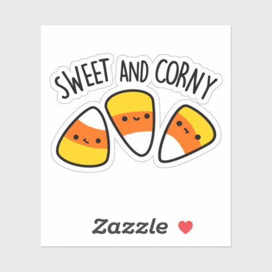 Sweet en Corny Funny Corn Kernels Pun Sticker (Vel)