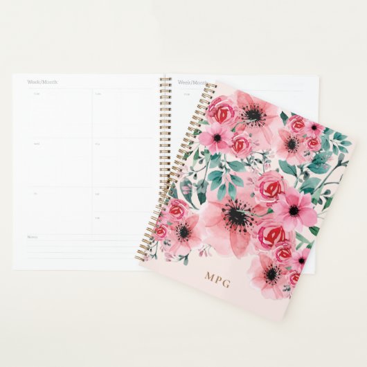 Sweet en Elegant Monogram Waterverf Floral Planner (Display)