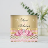 Sweet en Fabulous Pink Gold Chevron Birthday 2 Kaart (Staand voorkant)