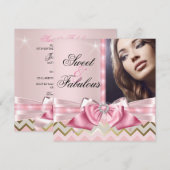 Sweet en Fabulous Pink Gold Chevron Birthday 3 Kaart (Voorkant / Achterkant)
