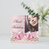Sweet en Fabulous Pink Gold Chevron Birthday 3 Kaart (Staand voorkant)