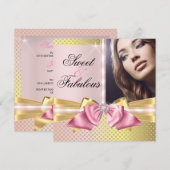 Sweet en Fabulous Pink Gold Shimmer Birthday Kaart (Voorkant / Achterkant)