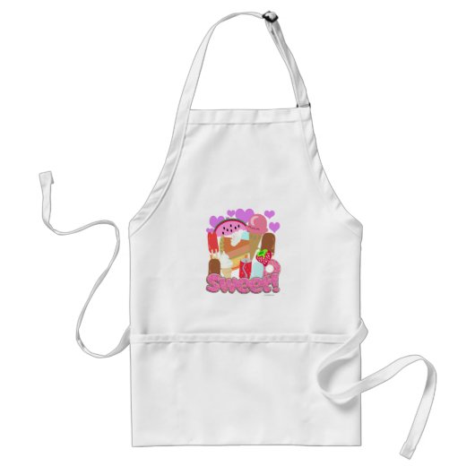 Sweet en Fun Cute Dessert Cartoon Design Standaard Schort (Voorkant)