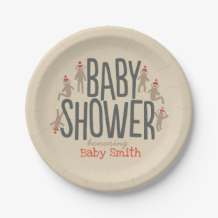 Sweet- en Gekke socket-aap Baby shower Papieren Bordje